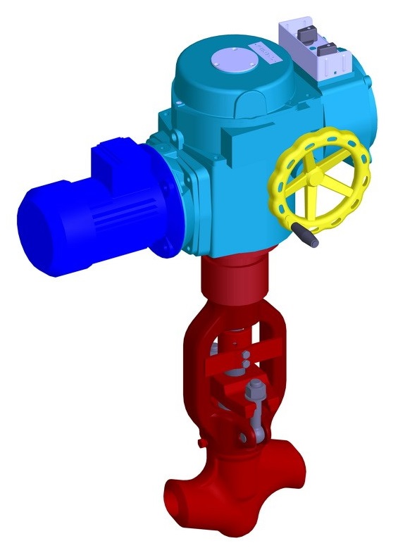 Клапан запорный с электроприводом