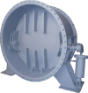 Клапан обратный поворотный с демпфером фланцевый 19с20р DN 1800 PN 0,25 МПа У1, корпус ст. 20