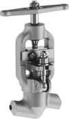 Клапан (вентиль) запорный под приварку ручной 1456-10-0 DN 10 PN 10,0 МПа Т250 °С, корпус ст. 20
