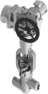 Клапан (вентиль) запорный под приварку с электроприводом (Н-Б1-07 У2) 1053-50-ЭМ DN 50 PN 13,7 МПа Т560 °С , корпус ст. 12Х1МФ