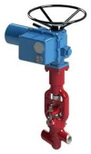 Клапан (вентиль) запорный под приварку с электроприводом (ЭП-З-100-24-А2-05-В) 1456-50-ЭН DN 50 PN 10,0 МПа  Т250 °С, корпус ст. 20
