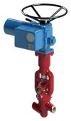 Клапан (вентиль) запорный под приварку с электроприводом (ГЗ-Б.300/24 У1) 1054-40-ЭГ DN 40 PN 37,3 МПа Т280 °С , корпус ст. 20