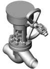 Клапан (вентиль) запорный под приварку с коническим редуктором 1с-9-2 DN 80 PN 10,0 МПа Т450 °С, корпус ст. 25Л