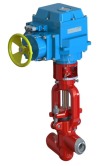 Клапан регулятор температуры прямоточный под приварку с электроприводом (МЭОФ-250/25-0,25У-99К) 22с-40-2-Э DN 40 PN 37,7 Т280 °С, корпус ст. 20