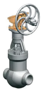 Задвижка запорная под приварку с коническим редуктором 1017-250-КЗ DN 250 PN 4,0 МПа Т545 °С, корпус ст. 15Х1М1Ф