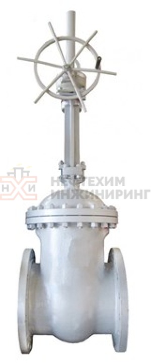 Задвижка клиновая литая с выдвижным шпинделем фланцевая с редуктором 30с599нж Ду 800 Ру 25 кгс/см² У1, корпус ст. 20Л, класс герметичности «А» по ГОСТ 9544-2015