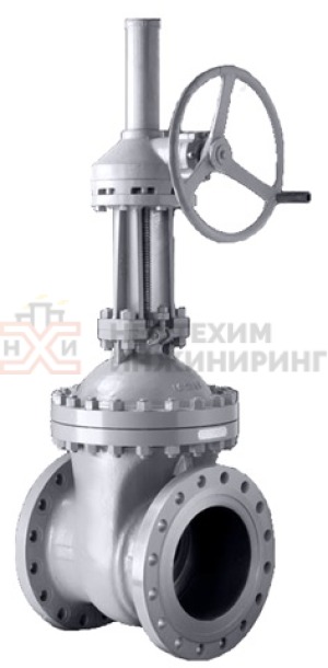 Задвижка клиновая литая с выдвижным шпинделем фланцевая с редуктором 30с599нж Ду 800 Ру 25 кгс/см² У1, корпус ст. 20Л, класс герметичности «А» по ГОСТ 9544-2015