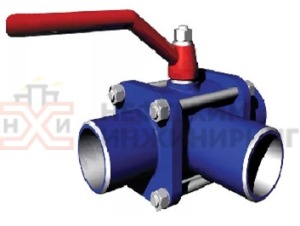 Кран шаровой разборный трехходовой неполнопроходной под приварку ручной КШ-Р.ТХ.НП.П.Р.НХИ.125/100.025.01.У Ду 125/100 Ру 25 кгс/см², корпус ст. 20, класс герметичности «А» по ГОСТ 9544-2015