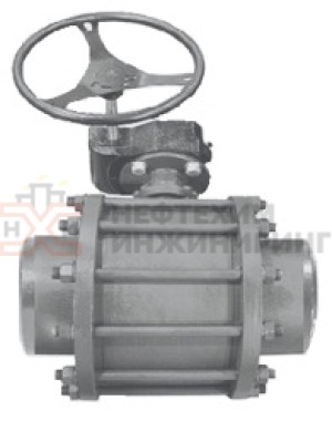 Кран шаровой разборный проходной полнопроходной под приварку с редуктором КШ-Р.П.ПП.П.РД.НХИ.150.016.04.УХЛ1 Ду 150 Ру 16 кгс/см², корпус ст. 10Х17Н13М2Т, класс герметичности «А» по ГОСТ 9544-2015