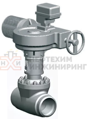 Задвижка запорная под приварку с электроприводом (ЭП-З-100-24-А2-05-В-У1) 1511-150-ЭН Ду 150 Ру 100 кгс/см²  Т450 °С, корпус ст. 15ГС