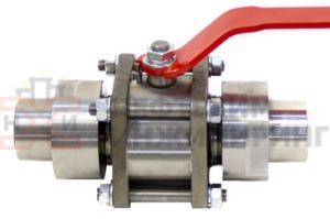 Кран шаровой разборный проходной полнопроходной штуцерно-ниппельный ручной КШ-Р.П.ПП.ШН.Р.НХИ.040.025.04.УХЛ1 Ду 40 Ру 25 кгс/см², корпус ст. 10Х17Н13М2Т, класс герметичности «А» по ГОСТ 9544-2015