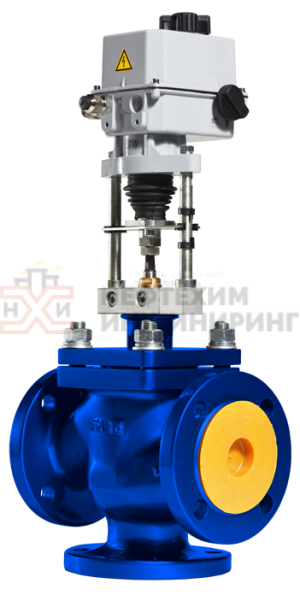 Клапан регулирующий трехходовой фланцевый 27нж947нж Ду 25 Ру 16 кгс/см² УХЛ1 с ЭИМ, корпус ст. 12Х18Н9ТЛ