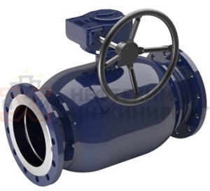 Кран шаровой цельносварной проходной неполнопроходной фланцевый с редуктором КШ-Ц.П.НП.Ф.РД.НХИ.300/250.025.02.ХЛ1 Ду 300/250 Ру 25 кгс/см², корпус ст. 09Г2С, класс герметичности «А» по ГОСТ 9544-2015