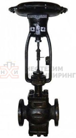 Клапан регулирующий двухседельный фланцевый "до себя" нормально закрытый 25ч38нж Ду 50 Ру 16 кгс/см² У3 (Kvy - 63? м³/ч) с МИМ, корпус чугун