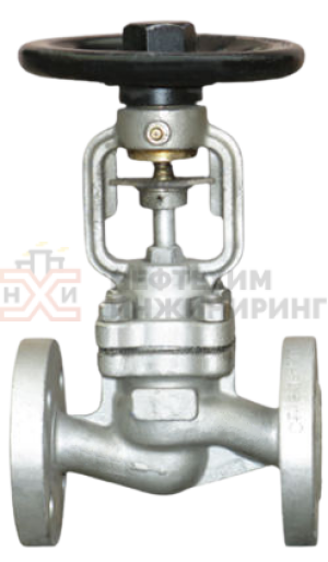 Клапан запорный сильфонный фланцевый ручной 15с66п Ду 25 Ру 16 кгс/см² У1, корпус ст. 25Л, класс герметичности «А» по ГОСТ 9544-2015
