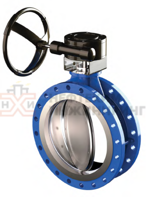 Затвор дисковый поворотный с двойным эксцентриситетом фланцевый двусторонний с редуктором ЗДП-ДЭФ.Ф.ДС.РД.НХИ.900.010.04.01.03.У1 Ду 900 Ру 10 кгс/см²