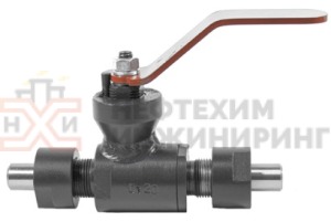 Кран шаровой разборный проходной полнопроходной штуцерно-ниппельный ручной КШ-Р.П.ПП.ШН.Р.НХИ.050.016.01.У Ду 50 Ру 16 кгс/см², корпус ст. 20, класс герметичности «А» по ГОСТ 9544-2015