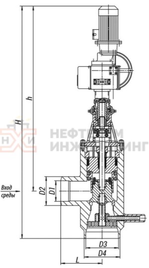 Клапан регулирующий под приварку с электроприводом (ПЭМ-Б2У) 18с-8-2-01Э Ду 150 Ру 137 кгс/см²  Т560 °С, корпус ст. 12Х1МФ