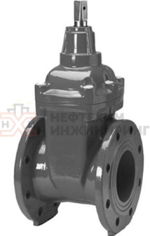 Задвижка с обрезиненным клином литая с невыдвижным шпинделем фланцевая под электропривод 30ч939р Ду 125 Ру 16 кгс/см² У3, корпус чугун, класс герметичности «А» по ГОСТ 9544-2015