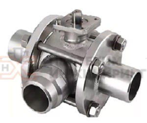 Кран шаровой разборный трехходовой полнопроходной под приварку с редуктором КШ-Р.ТХ.ПП.П.РД.НХИ.150.016.01.У Ду 150 Ру 16 кгс/см², корпус ст. 20, класс герметичности «А» по ГОСТ 9544-2015