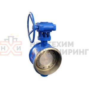 Затвор дисковый поворотный с тройным эксцентриситетом под приварку односторонний с редуктором ЗДП-ТЭ.П.ОС.РД.НХИ.1400.025.08.03.03.УХЛ1 Ду 1400 Ру 25 кгс/см²