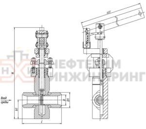 Клапан регулирующий под приварку с электроприводом (МЭО-630/25-0,25У-92К) 814-50-РА-05 Ду 50 Ру 373 кгс/см²  Т280 °С, корпус ст. 20