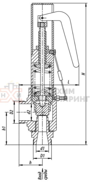 Клапан предохранительный цапковый 17с-1-3 Ду 40 Ру 10 кгс/см²  Т250 °С, корпус ст. 20