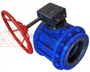 Кран шаровой разборный проходной полнопроходной фланцевый с редуктором КШ-Р.П.ПП.Ф.РД.НХИ.200.025.02.ХЛ1 Ду 200 Ру 25 кгс/см², корпус ст. 09Г2С, класс герметичности «А» по ГОСТ 9544-2015