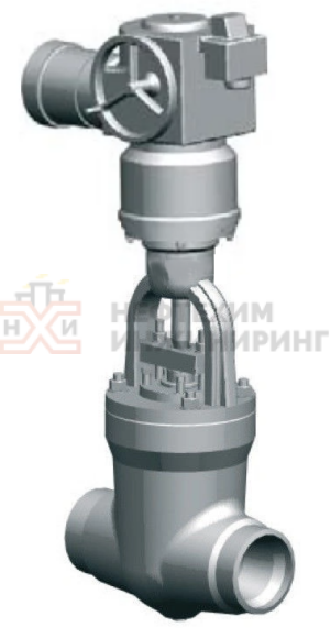 Задвижка запорная под приварку с электроприводом (MODACT MON 52034.3222N) 1120-100-ЭК Ду 100 Ру 373 кгс/см²  Т280 °С, корпус ст. 20