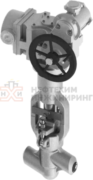 Клапан (вентиль) запорный под приварку с электроприводом (Н-Б1-07 У2) 1053-50-ЭМ Ду 50 Ру 137 кгс/см²  Т560 °С , корпус ст. 12Х1МФ