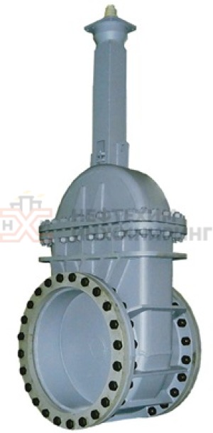 Задвижка клиновая штампосварная с выдвижным шпинделем фланцевая под электропривод 30с947нж Ду 1000 Ру 4 кгс/см² У1, корпус ст. 20, класс герметичности «С» по ГОСТ 9544-2015