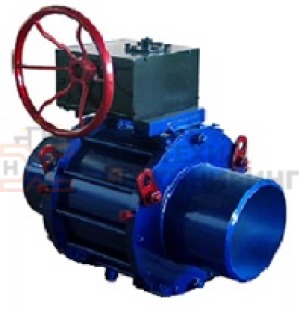 Кран шаровой разборный проходной полнопроходной под приварку с редуктором КШ-Р.П.ПП.П.РД.НХИ.150.063.02.ХЛ1 Ду 150 Ру 63 кгс/см², корпус ст. 09Г2С, класс герметичности «А» по ГОСТ 9544-2015