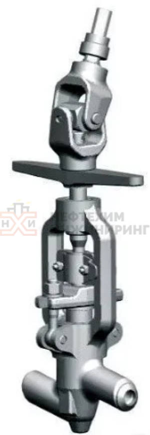 Клапан (вентиль) запорный под приварку с маховиком и шарнирной муфтой 998-20-Г Ду 20 Ру 373 кгс/см²  Т280 °С, корпус ст. 20