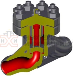 Клапан обратный подъемный под приварку Т-118б Ду 100 Ру 100 кгс/см²  Т300 °С, корпус ст. 25Л