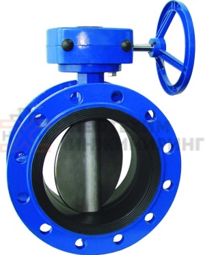 Затвор дисковый поворотный с симметричным диском и уплотнением из эластомера фланцевый двусторонний с редуктором ЗДП-СДУЭ.Ф.ДС.РД.НХИ.300.016.02.01.06.У1 Ду 300 Ру 16 кгс/см²