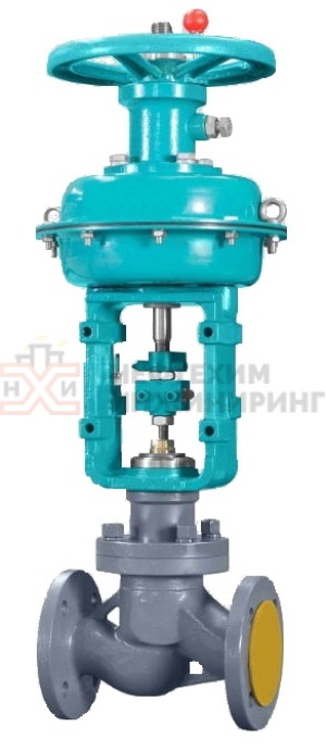 Клапан отсечной фланцевый (после себя) нормально открытый 22с15п Ду 25 Ру 40 кгс/см² У1 с мембранным исполнительным механизмом, корпус ст. 25Л