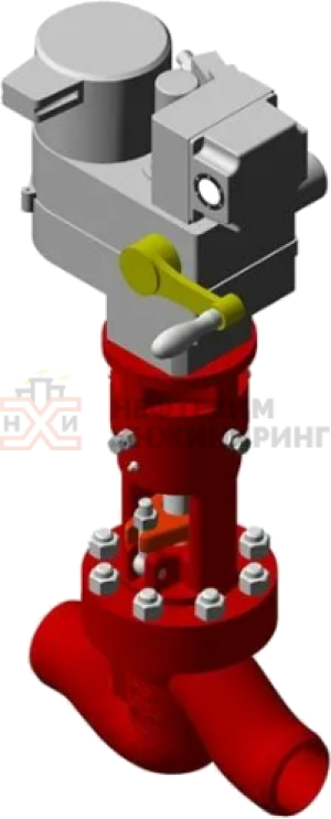 Клапан (вентиль) запорный под приварку с электроприводом (ЭП-З-300-25-Б1-0-А-У1) 1с-8-2ЭН Ду 80 Ру 100 кгс/см²  Т450 °С, корпус ст. 25Л