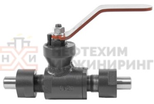 Кран шаровой разборный проходной полнопроходной штуцерно-ниппельный ручной КШ-Р.П.ПП.ШН.Р.НХИ.050.100.01.У Ду 50 Ру 100 кгс/см², корпус ст. 20, класс герметичности «А» по ГОСТ 9544-2015