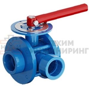 Кран шаровой разборный трехходовой полнопроходной муфтовый ручной КШ-Р.ТХ.ПП.М.Р.НХИ.025.016.02.ХЛ1 Ду 25 Ру 16 кгс/см², корпус ст. 09Г2С, класс герметичности «А» по ГОСТ 9544-2015