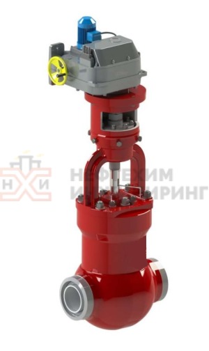 Клапан регулирующий под приварку с электроприводом (МЭОФ-1000/20-0,25У-96К) 1416-100-Э-01 Ду 100 Ру 235 кгс/см²  Т250 °С, корпус ст. 15ГС