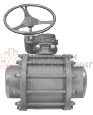 Кран шаровой разборный проходной полнопроходной под приварку с редуктором КШ-Р.П.ПП.П.РД.НХИ.200.160.03.УХЛ1 Ду 200 Ру 160 кгс/см², корпус ст. 12Х18Н10Т, класс герметичности «А» по ГОСТ 9544-2015