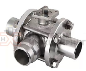 Кран шаровой разборный трехходовой полнопроходной под приварку с редуктором КШ-Р.ТХ.ПП.П.РД.НХИ.150.016.03.УХЛ1 Ду 150 Ру 16 кгс/см², корпус ст. 12Х18Н10Т, класс герметичности «А» по ГОСТ 9544-2015