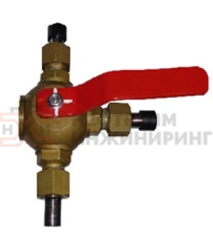 Кран шаровой разборный трехходовой полнопроходной штуцерно-ниппельный ручной КШ-Р.ТХ.ПП.ШН.Р.НХИ.050.025.02.ХЛ1 Ду 50 Ру 25 кгс/см², корпус ст. 09Г2С, класс герметичности «А» по ГОСТ 9544-2015