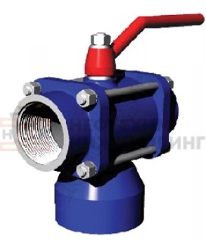 Кран шаровой разборный трехходовой полнопроходной муфтовый ручной КШ-Р.ТХ.ПП.М.Р.НХИ.025.025.01.У Ду 25 Ру 25 кгс/см², корпус ст. 20, класс герметичности «А» по ГОСТ 9544-2015