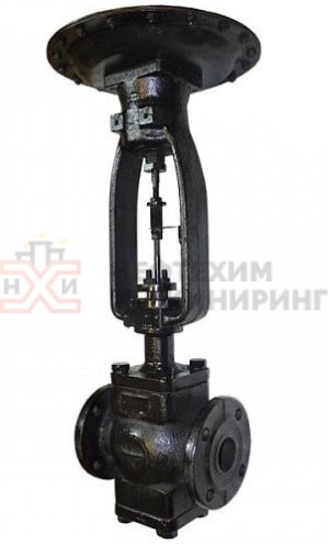 Клапан регулирующий эмалированный фланцевый "после себя" нормально открытый 25ч35эм Ду 50 Ру 4 кгс/см² У3 с МИМ, корпус чугун