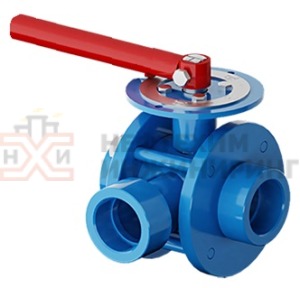 Кран шаровой разборный трехходовой полнопроходной под приварку ручной КШ-Р.ТХ.ПП.П.Р.НХИ.125.016.02.ХЛ1 Ду 125 Ру 16 кгс/см², корпус ст. 09Г2С, класс герметичности «А» по ГОСТ 9544-2015