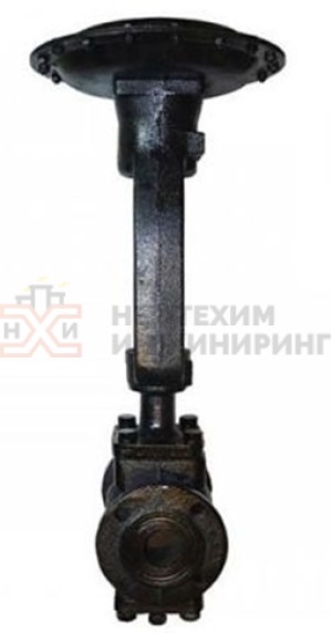 Клапан регулирующий эмалированный фланцевый "до себя" нормально закрытый 25ч36эм Ду 80 Ру 3 кгс/см² У3 с МИМ, корпус чугун