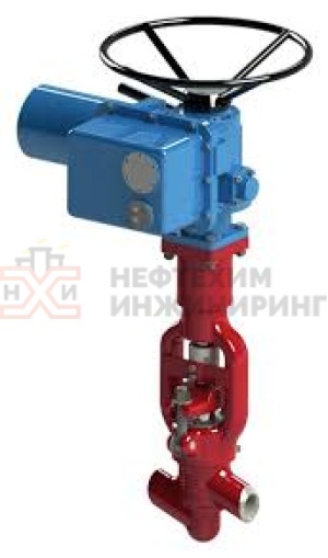 Клапан (вентиль) запорный под приварку  с электроприводом (ГЗ-А.100/24 У1) 998-20-ЭГ Ду 20 Ру 373 кгс/см²  Т280 °С, корпус ст. 20