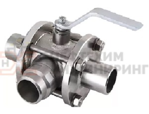 Кран шаровой разборный трехходовой полнопроходной под приварку ручной КШ-Р.ТХ.ПП.П.Р.НХИ.125.025.03.УХЛ1 Ду 125 Ру 25 кгс/см², корпус ст. 12Х18Н10Т, класс герметичности «А» по ГОСТ 9544-2015
