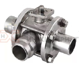 Кран шаровой разборный трехходовой полнопроходной под приварку с редуктором КШ-Р.ТХ.ПП.П.РД.НХИ.150.063.03.УХЛ1 Ду 150 Ру 63 кгс/см², корпус ст. 12Х18Н10Т, класс герметичности «А» по ГОСТ 9544-2015